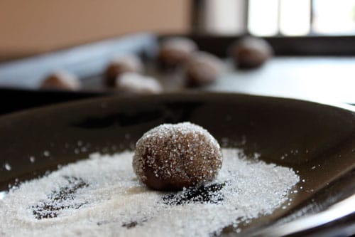 Molasses Cookie Balls - roll in sugar
