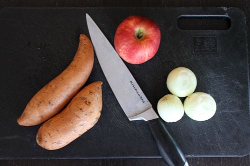 Curried Sweet Potato and Apple Soup - the ingredients