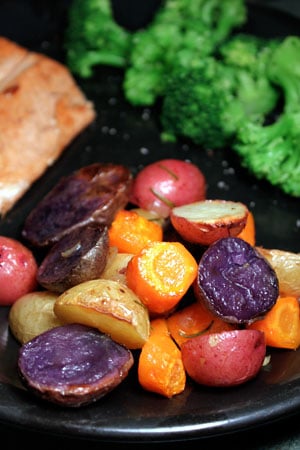 Colorful Roasted Potatoes with Carrots and Rosemary