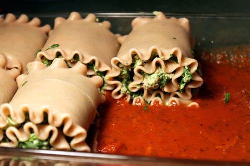 Turkey Spinach Lasagna Roll-ups - close up