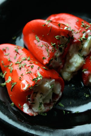 Cheesy Stuffed Roasted Peppers - the ingredients