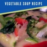 Thai vegetable soup in black bowl