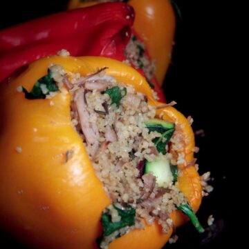 hearty couscous turkey stuffed peppers featured