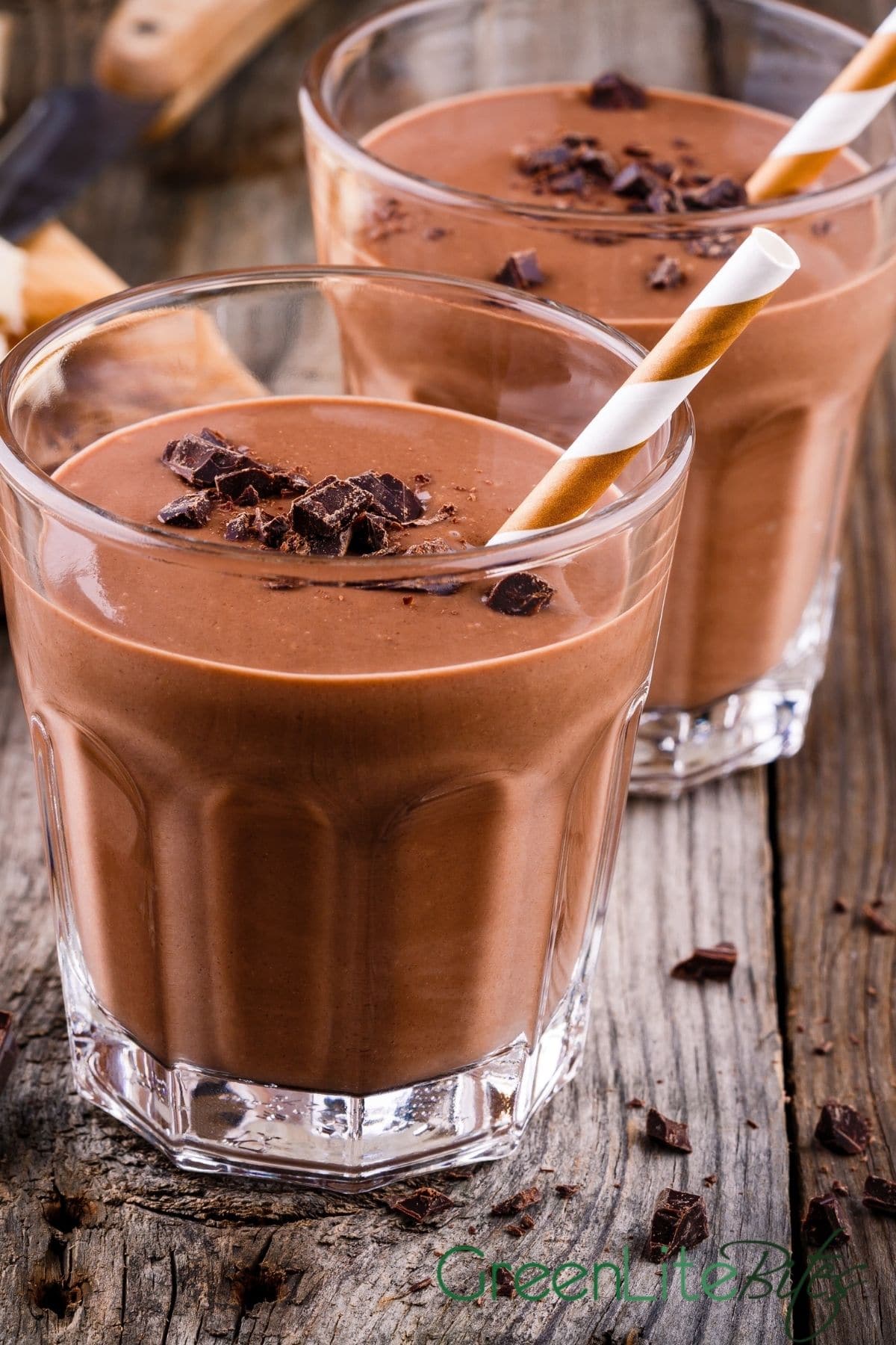 Chocolate strawberry smoothie in glass