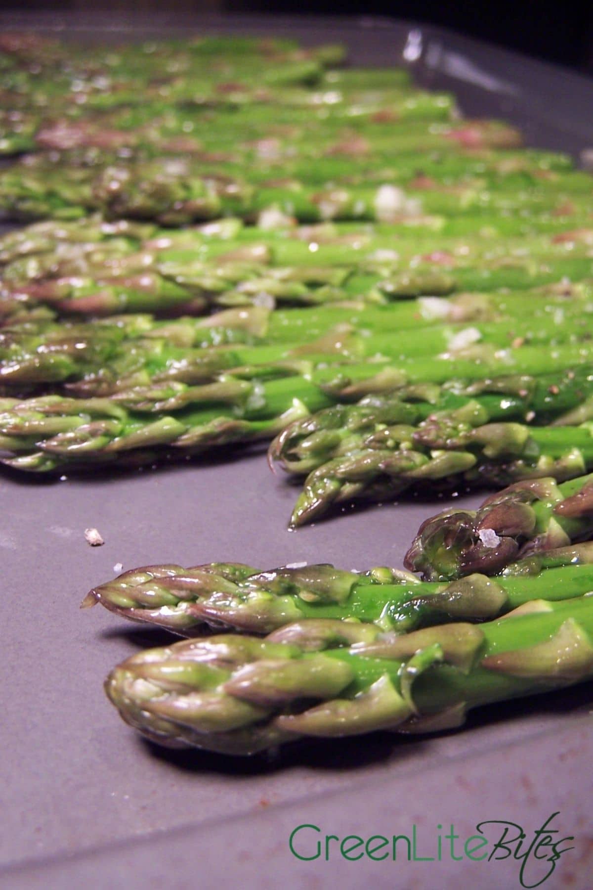 Asparagus on baking sheet