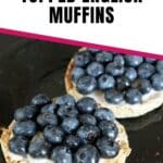 cheesy blueberry topped english muffins pin