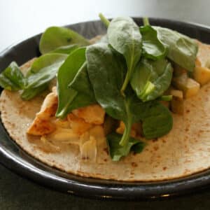 sweet cinnamon and pear chicken wrap featured