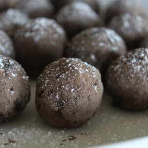 dark chocolate coated cashew balls featured