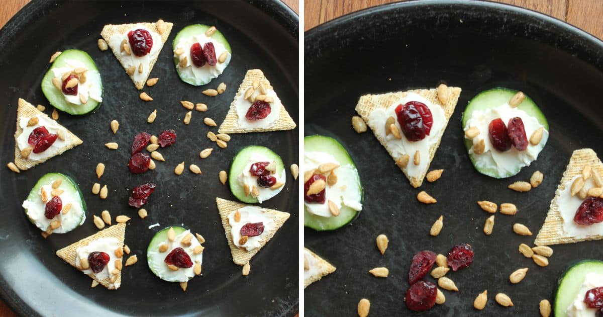 Cranberry Topped Cheese and Cucumber “Crackers”