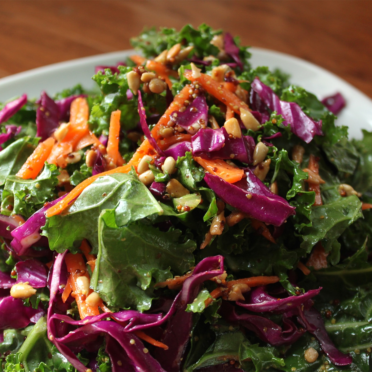 kale and purple cabbage salad featured