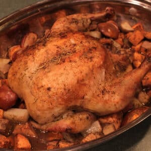 slow roasted chicken featured