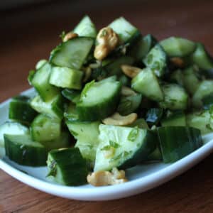thai inspired cucumber cashew salad featured