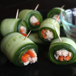 tuna salad cucumber rolls featured