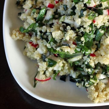 Quinoa Salad with Swiss Chard and Radishes top view