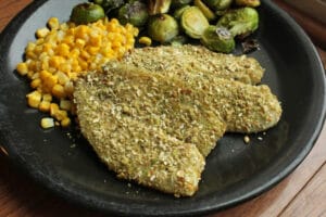Pistachio and Oat Crusted Tilapia plated