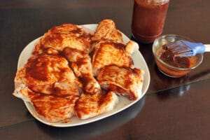 Homemade BBQ sauce on chicken