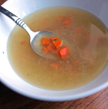 A Simple Tummy Trouble Broth with ginger and lemon