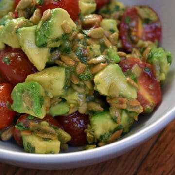 Avocado and Tomato Salad with Sunflower Seeds