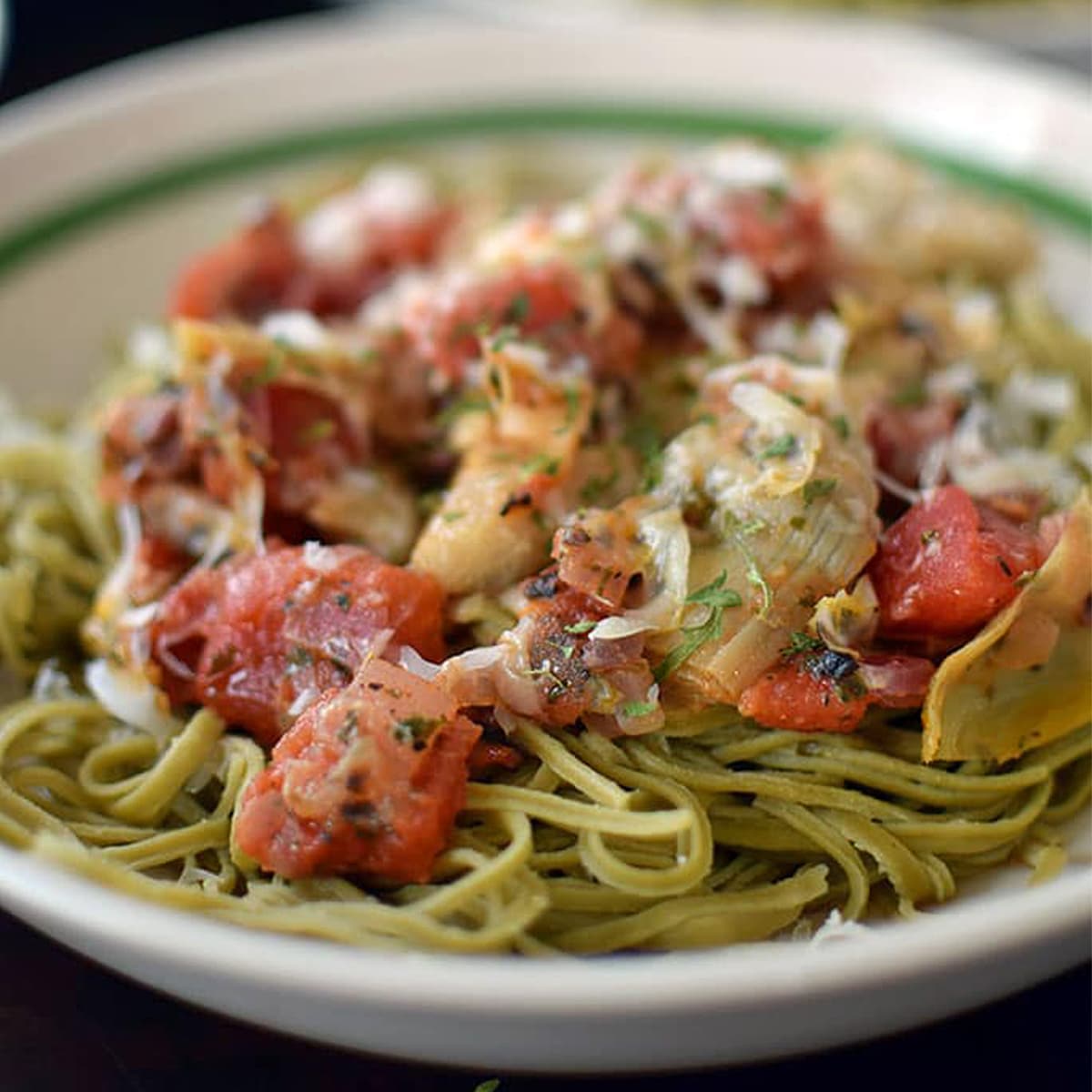 Protein Pasta with Tomatoes and Artichokes - GreenLiteBites