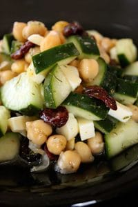 Chickpea and Cucumber Salad with Dried Cherries and Cheese Portrait