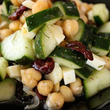 Chickpea and Cucumber Salad with Dried Cherries and Cheese Portrait