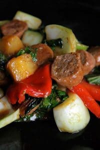 Sweet Sausage Stir Fry with Bok Choy and Pineapple Portrait