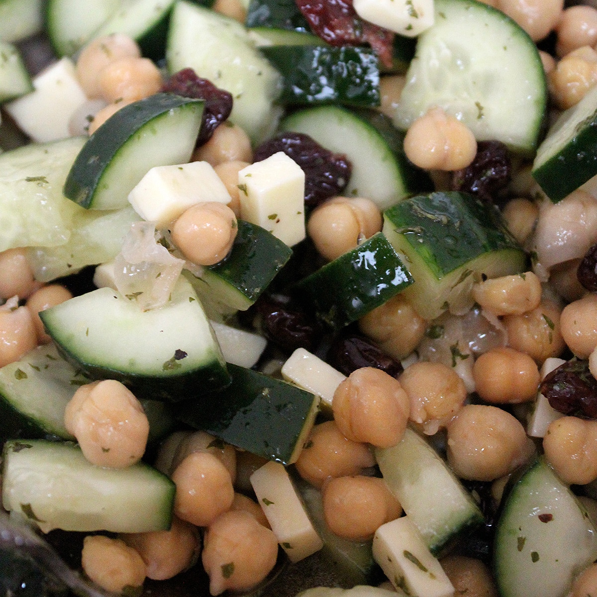 chickpea and cucumber salad featured