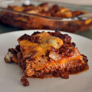 chipotle beef and butternut bake featured