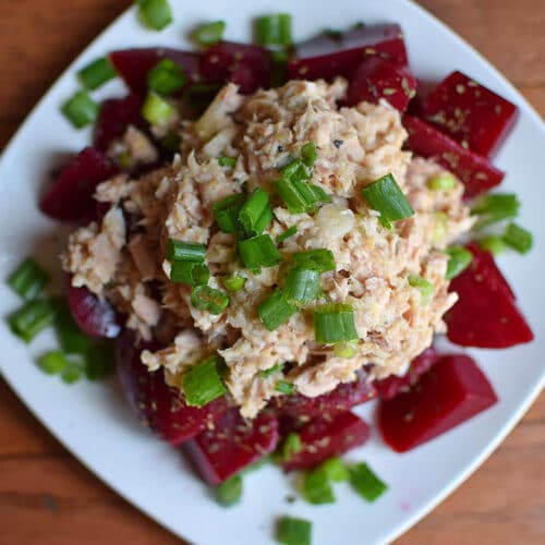 Spring Tuna Salad Over Beets - High Protein - GreenLiteBites