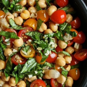 Chickpea and Tomato Salad with Fresh Basil Portrait
