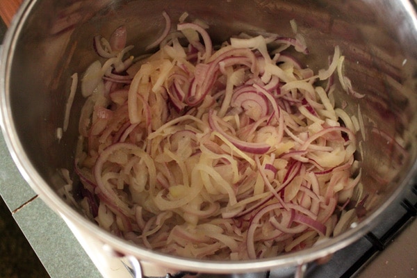 Onions cooking stage 1