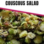 warm brussels sprout and couscous salad pin