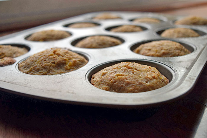 Coconut Milk Muffins with Banana and Clementines in Muffin Tin