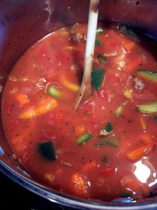 Sweet Pepper and Hot Sausage Soup - prep 2