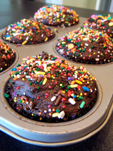 Whole Wheat Chocolate Muffins with Added Protein (and Sprinkles!) - after