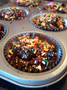 Whole Wheat Chocolate Muffins with Added Protein (and Sprinkles!) - before