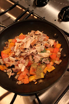 Leftover Turkey Quesadillas Panini Thing - cooking 1