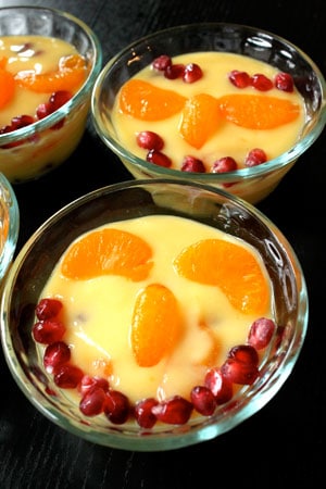 Vanilla Pudding Cups with Oranges and Pomegranates