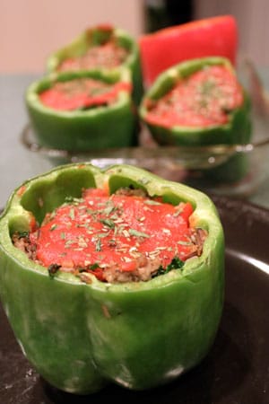 The "OMG I got them to eat Kale and Bulgur without one single complaint" Stuffed Peppers!