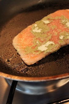 Wasabi Salmon with Asian Kale for One - salmon preflip