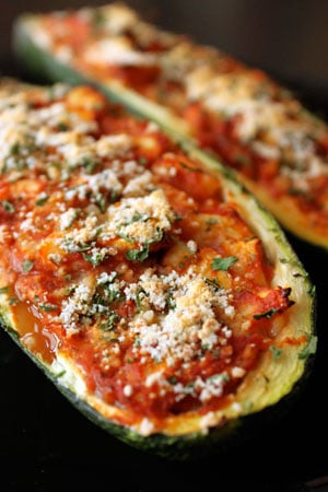 Stuffed Zucchini Pizza Style (with Feta, of Course!)