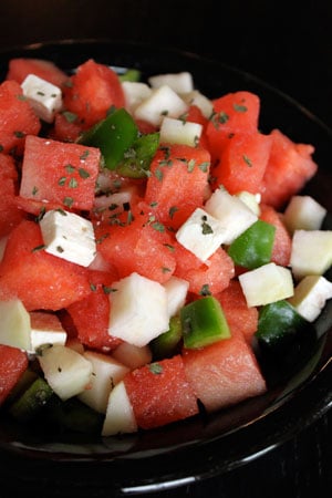 Kohlrabi Watermelon Feta Salad