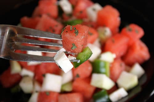 Kohlrabi Watermelon Feta Salad -the bite