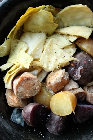Potatoes, Sausage and Cabbage in the Slow Cooker