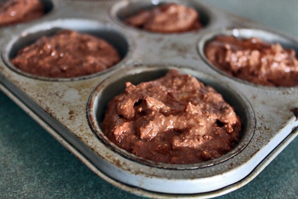  Flour-less Chocolate Cupcake batter in tins