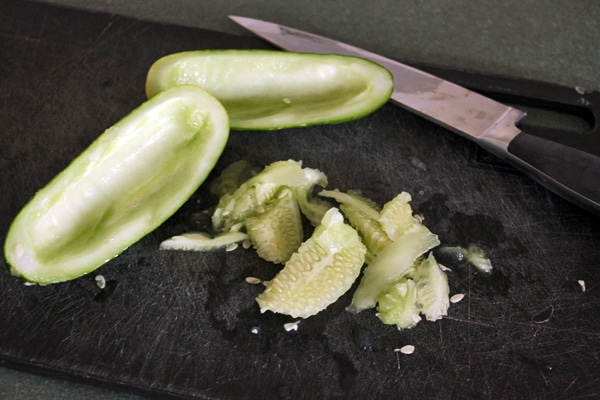 You may want to scrape extra cucumber to make the boats thinner depending on your cucumbers. 