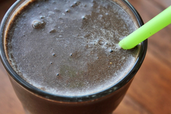 Chocolate Banana Peanut Butter Breakfast Smoothie Close up