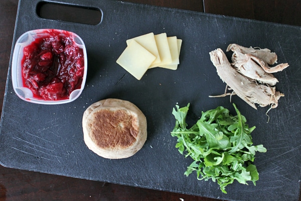 ingredients for Leftover Turkey Sandwich with Smoked Cheddar and Cranberry Sauce