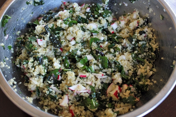 Quinoa Salad with Swiss Chard and Radishes mixed