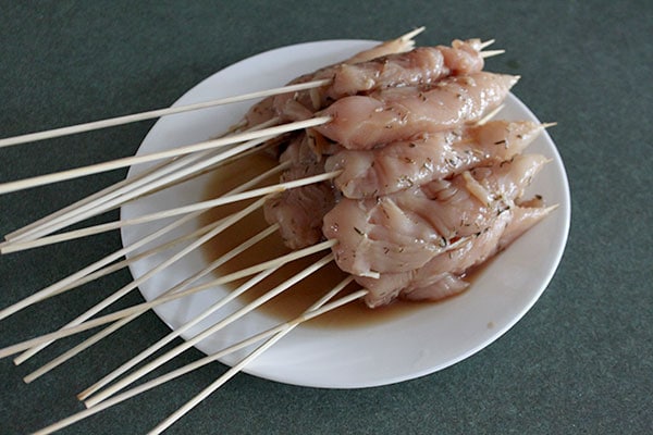 Citrus Thyme Chicken on a Stick Before cooking